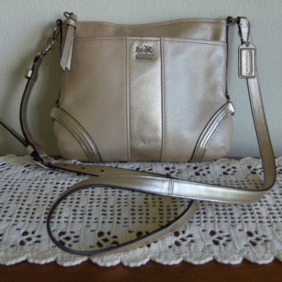 Coach Handbags - Coach Crossbody Beige Gold Metallic Shoulder Bag